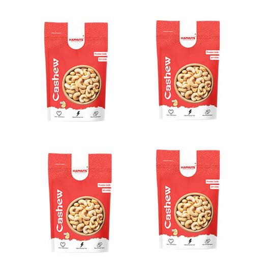 Hapnuts Premium Cashews 250g (Pack of 4) | 100% Natural & Crunchy | Value Combo Dry Fruits