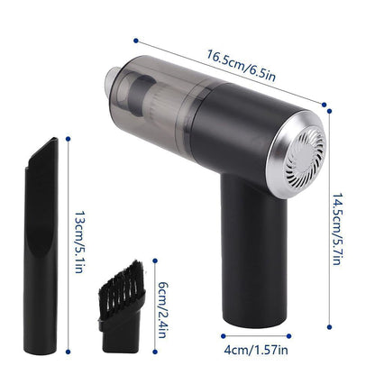3-in-1 Portable Car Vacuum Cleaner with Blower, USB Rechargeable, Black, Wireless Handheld Mini Design, Strong Suction, Washable HEPA Filter for Car, Home, Travel
