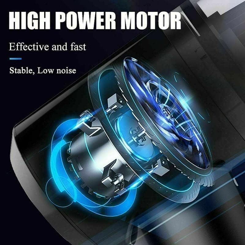 3-in-1 Portable Car Vacuum Cleaner with Blower, USB Rechargeable, Black, Wireless Handheld Mini Design, Strong Suction, Washable HEPA Filter for Car, Home, Travel