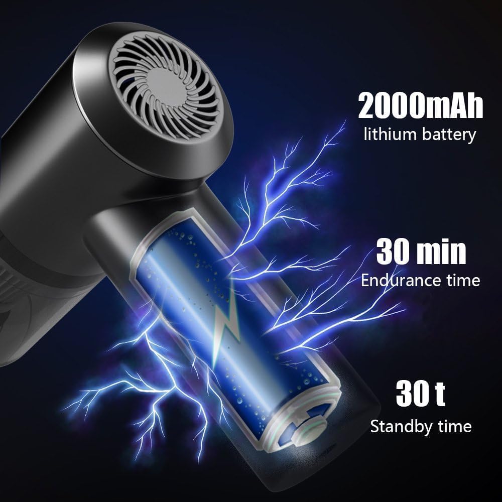 3-in-1 Portable Car Vacuum Cleaner with Blower, USB Rechargeable, Black, Wireless Handheld Mini Design, Strong Suction, Washable HEPA Filter for Car, Home, Travel