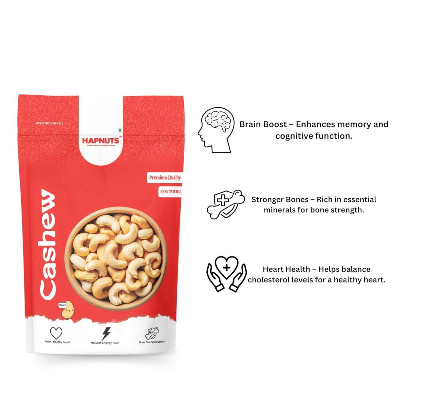 Hapnuts Premium Cashews 250g (Pack of 4) | 100% Natural & Crunchy | Value Combo Dry Fruits