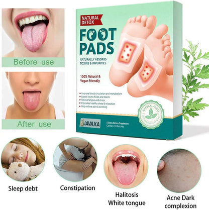 Deep Cleansing Foot Pads for Detox & Relaxation | Internal Toxin Removal, Pain Relief, Better Sleep & Circulation for Men & Women (Buy 1 Get 1 Free) Pack of 2x5 patches each